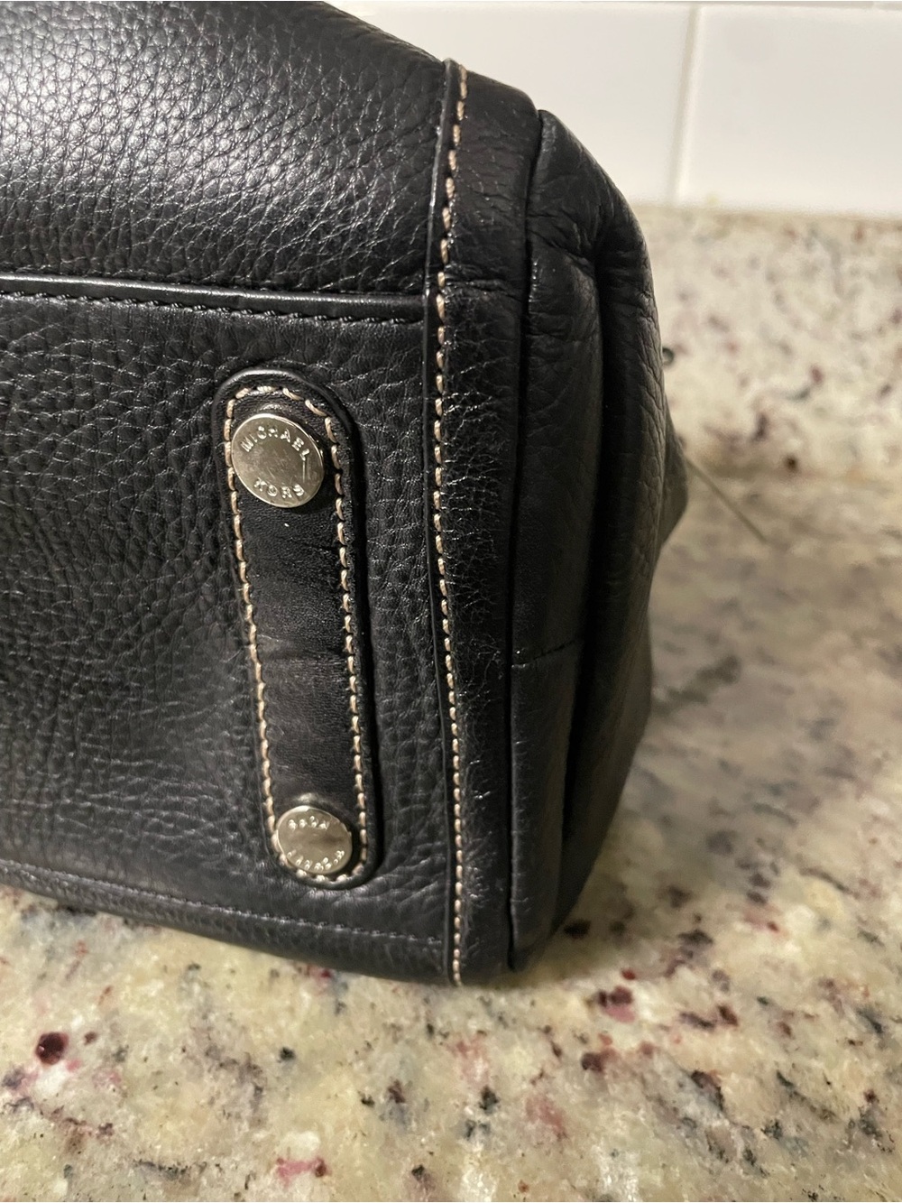 Michael Kors Margo leather satchel bag with silver-toned turnlock hardware biker - Picture 6 of 16